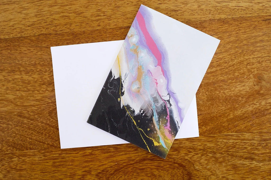 Vibrant Pour Painting Greeting Card Blank Inside