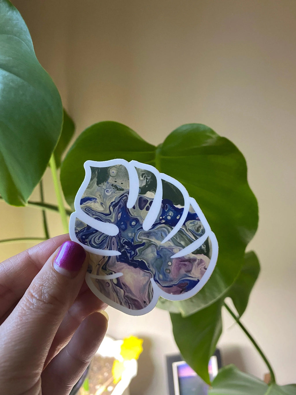 Monstera Sticker - 3″ - Purple, Blue, Green - Vinyl