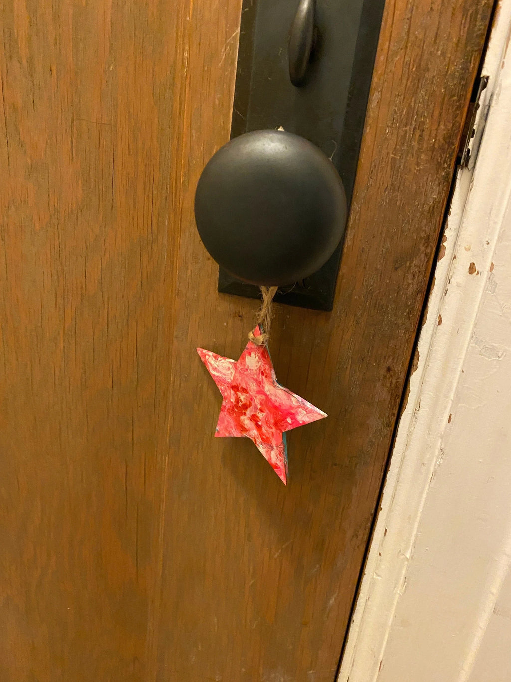 Wooden Pour Painted Star Decorations