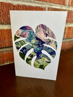 Purple, Green & Blue Monstera Greeting Card - 4"x6" - 100% PCW