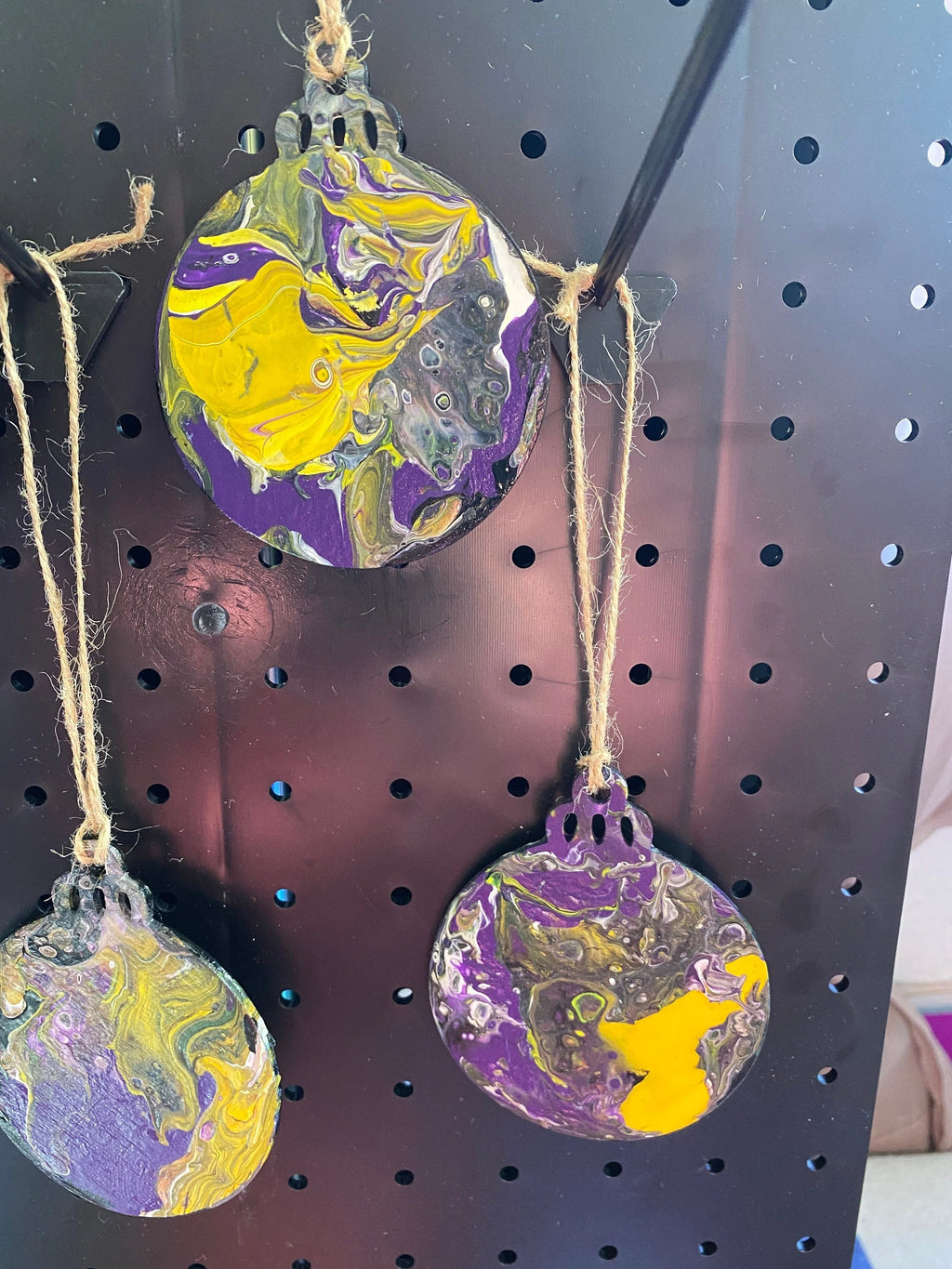 Purple, Black, Yellow and White Ornaments
