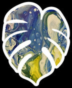 Monstera Sticker - 3″ - Yellow, Blue, Green - Vinyl