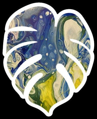 Monstera Sticker - 3″ - Yellow, Blue, Green - Vinyl