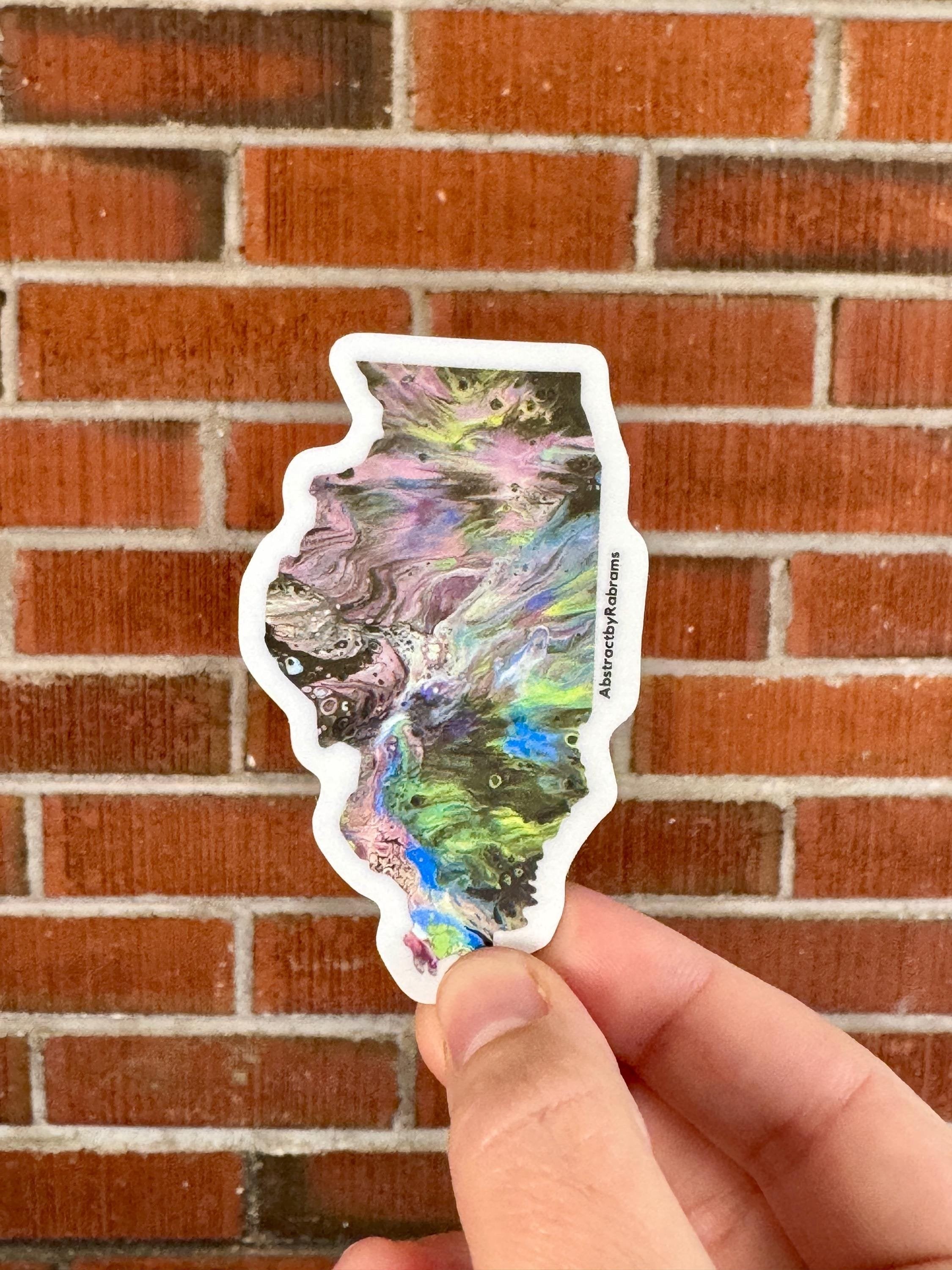 Illinois State Sticker - 3"x1.8" - Vinyl - Weatherproof