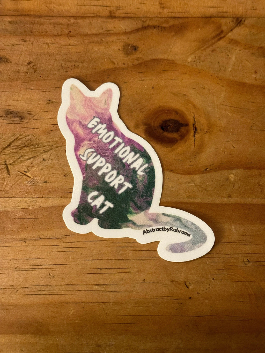 Emotional Support Cat - 3" Waterproof, Vinyl Sticker - 2.89" × 3" - Purple and Green