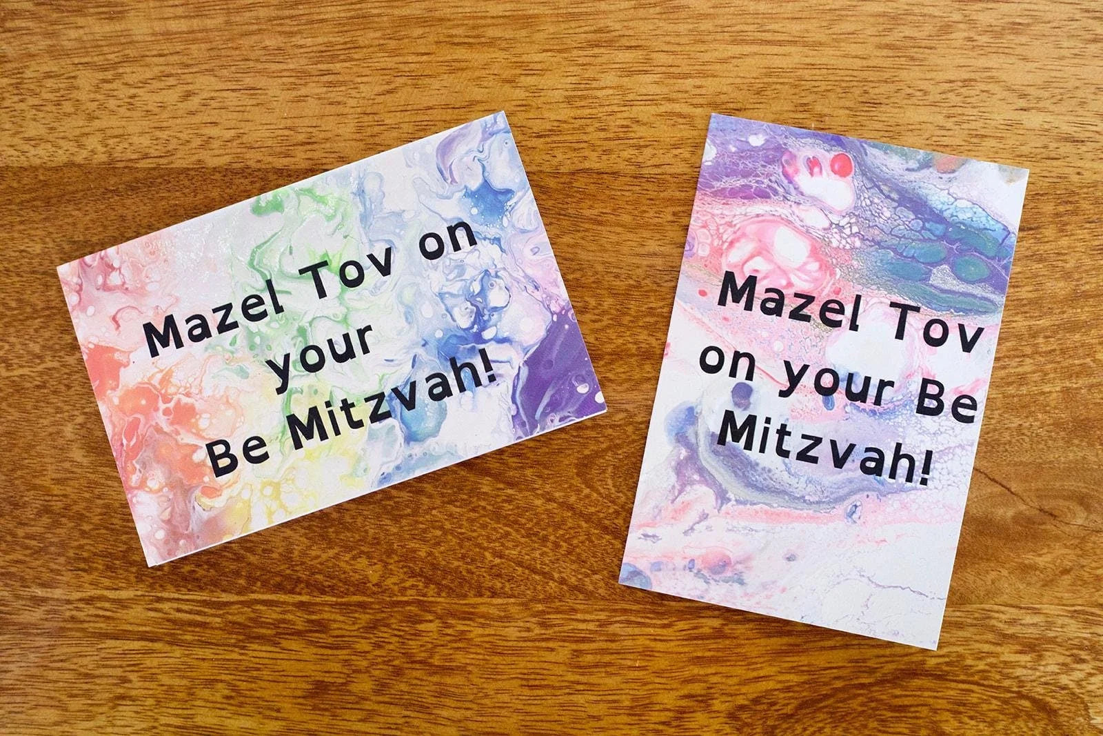 Mazel Tov on Your Be Mitzvah Greeting Card - Rainbow - Pastel - 4"x6"