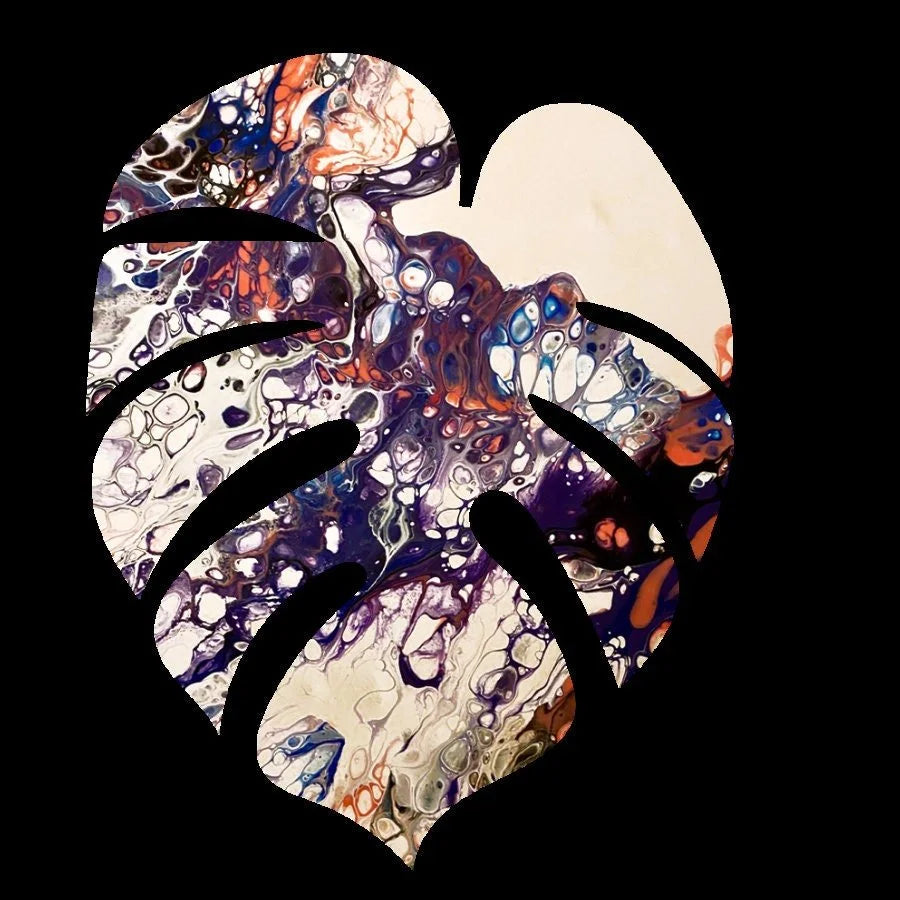Monstera Sticker - 3″ - Pink, Blue, Purple and White - Vinyl