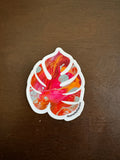 Monstera Sticker - 3″ - Pink and Orange - Vinyl