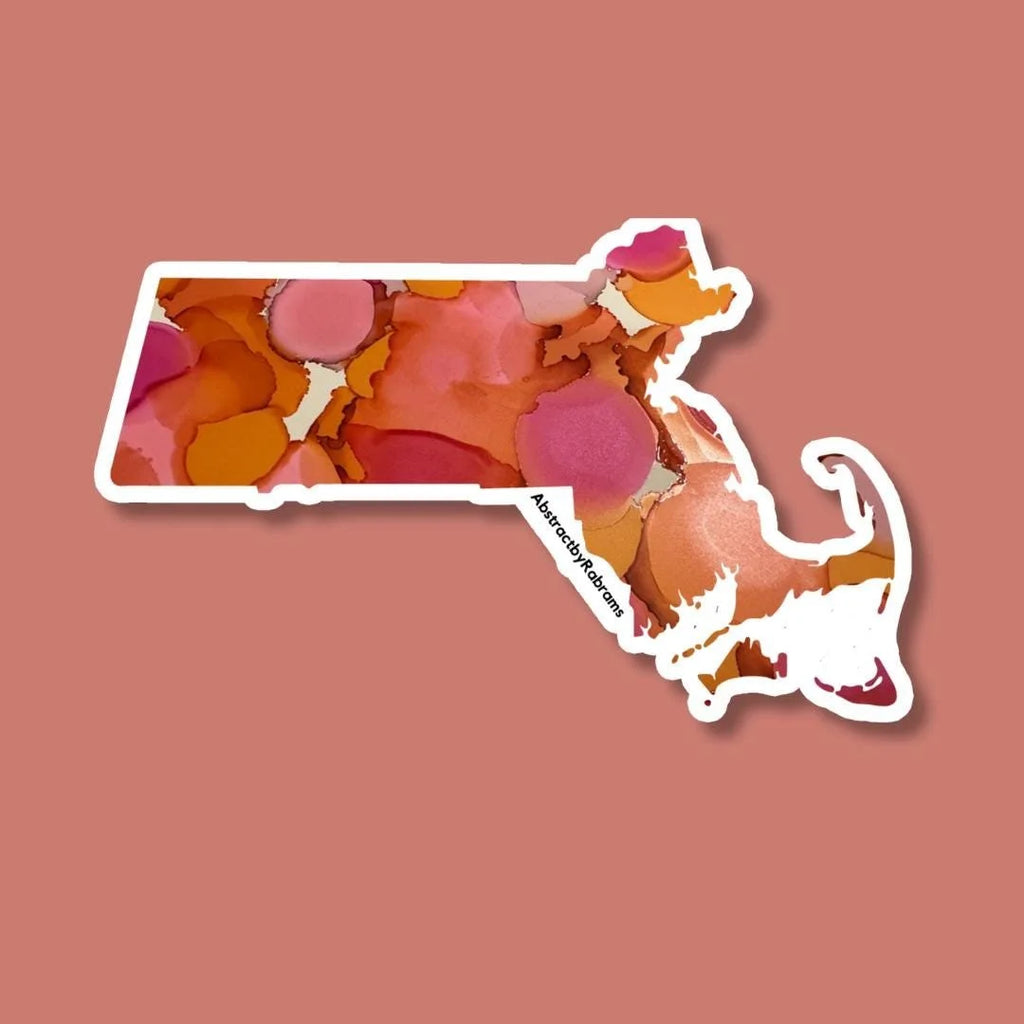 Massachusetts Vinyl Sticker - 3"x2" - Rainbow, Sunset, and Pastel -- Weatherproof - Massachusetts State Shape