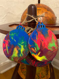 Neon Rainbow Painted Wooden Ornaments