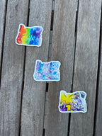 Oregon Sticker - 3” x 2.9" - Vinyl - Weatherproof - Colorful - Oregon State - Rainbow - Non Binary - Trans Pride - LGBTQ+