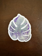 Monstera Sticker - 3″ - Purple and Grey  - Vinyl