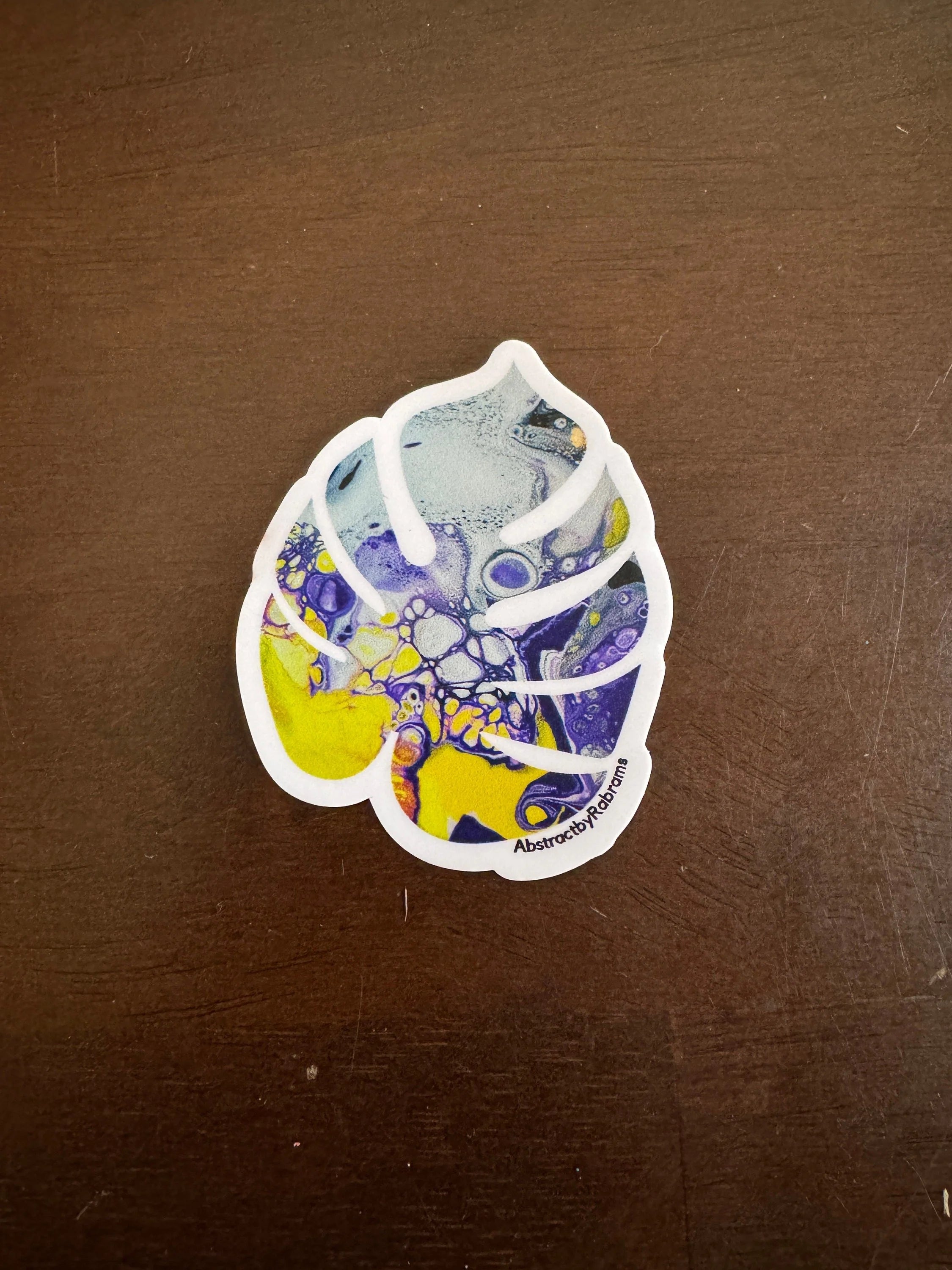 Monstera Sticker - 3″ - Purple, Yellow, Black and White   - Vinyl