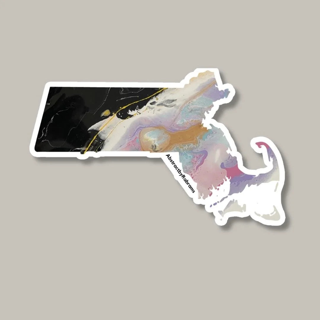 Massachusetts Vinyl Sticker - 3"x2" - Rainbow, Sunset, and Pastel -- Weatherproof - Massachusetts State Shape