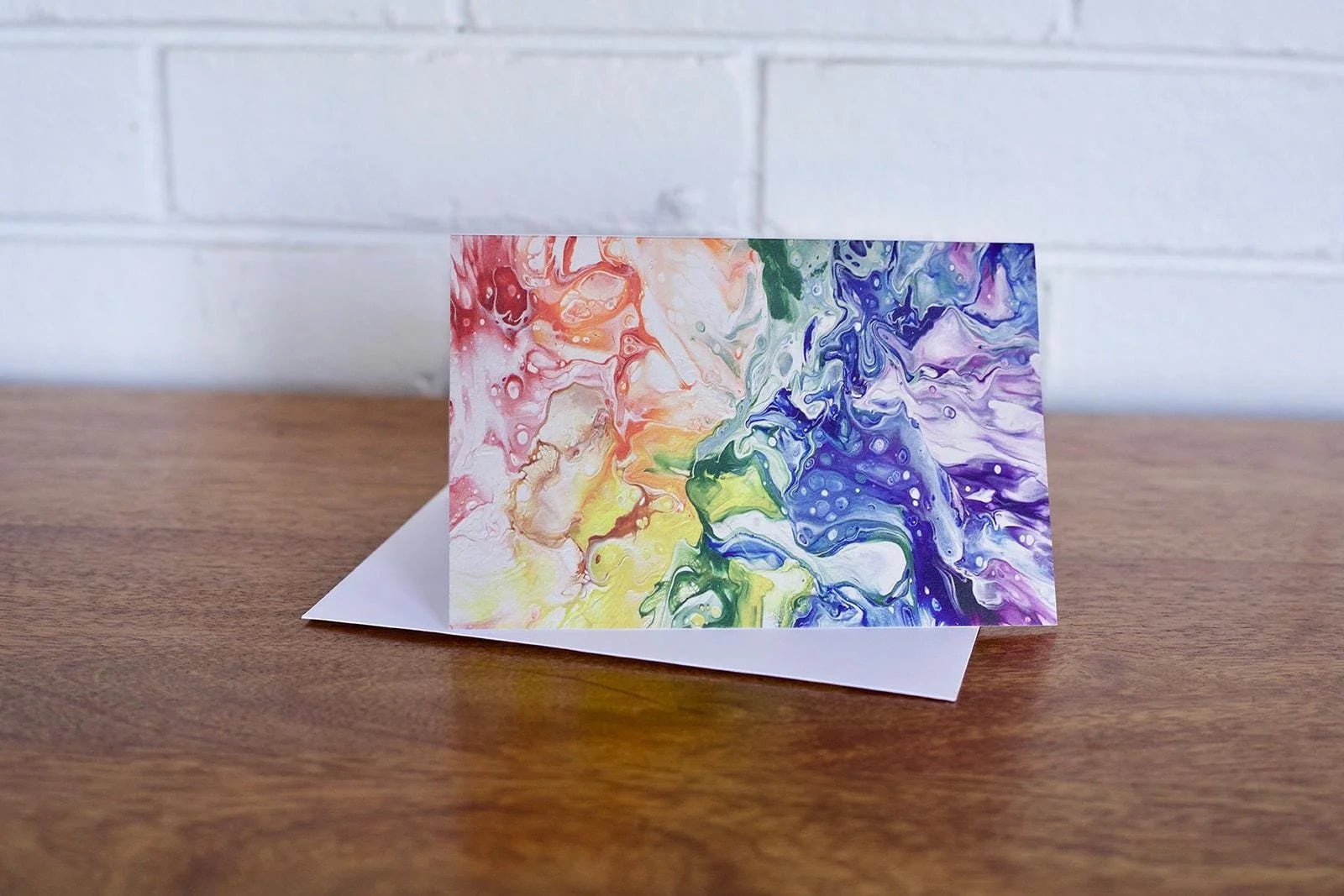 Rainbow Pour Painting Greeting Card - 4"x6"