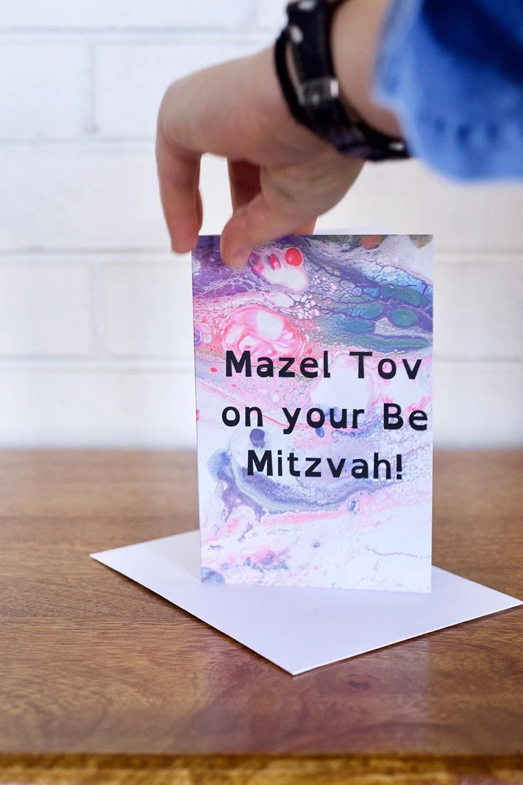 Mazel Tov on Your Be Mitzvah Greeting Card - Rainbow - Pastel - 4"x6"