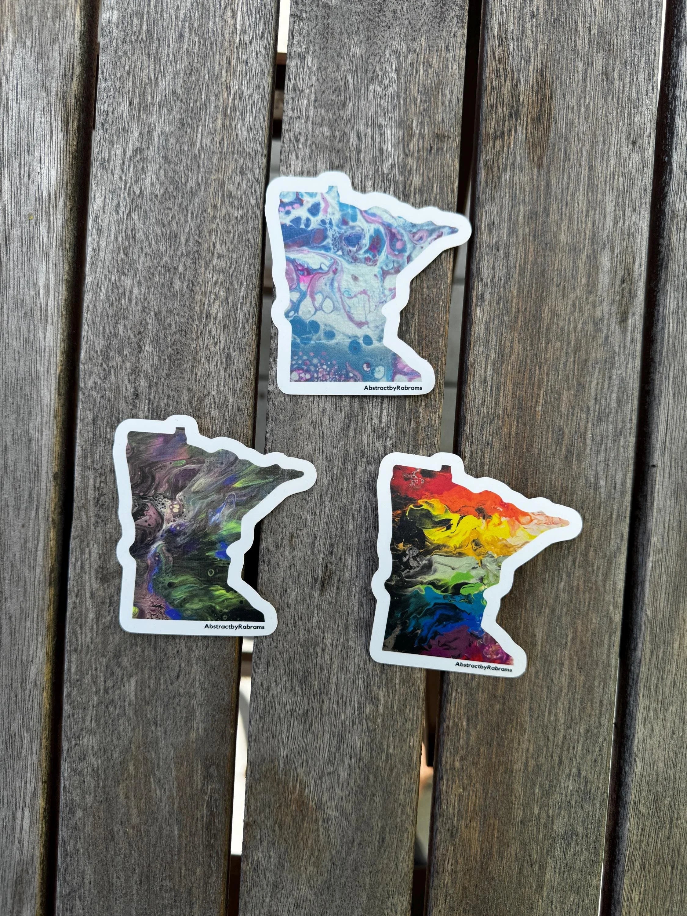 Minnesota Sticker - 3" - Rainbow, Trans Pride, and Cool Colors - Polypropylene