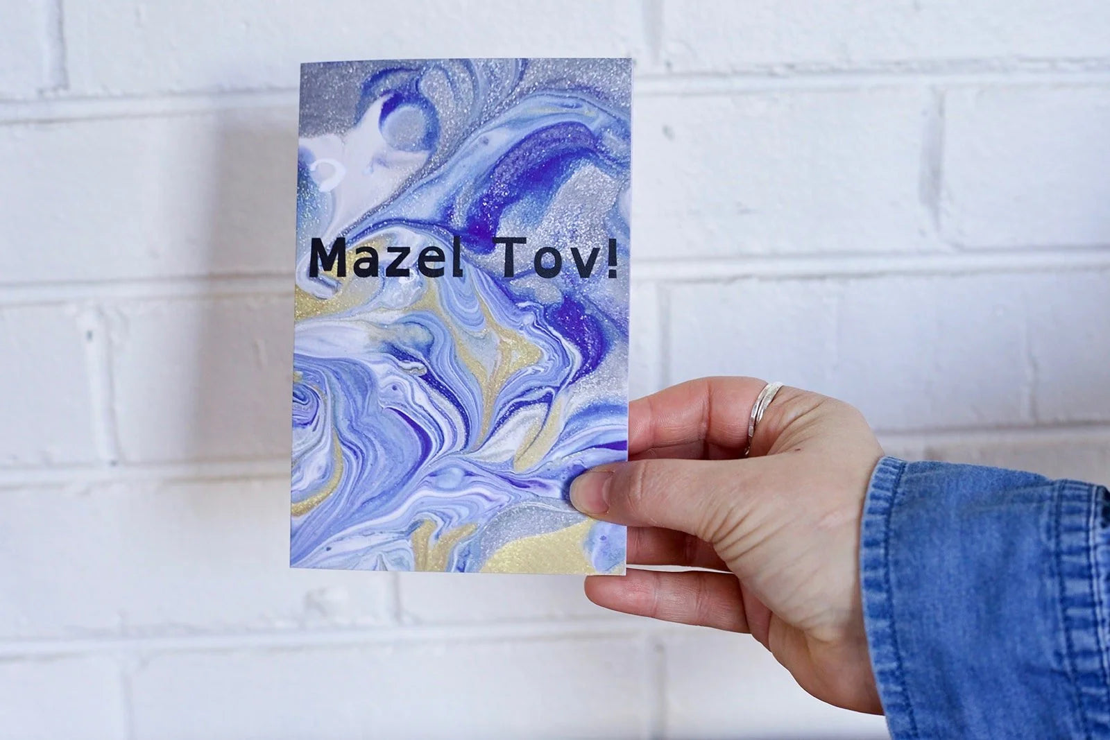 Mazel Tov Greeting Card - Blue and Gold