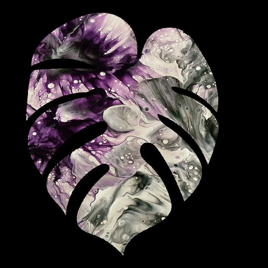 Monstera Sticker - 3″ - Purple, Gray and Black   - Vinyl