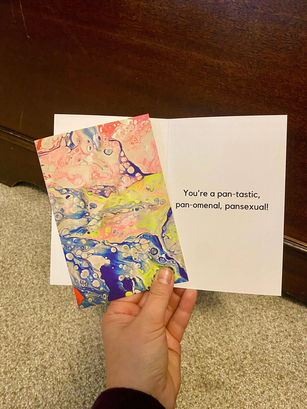 Subtle Pansexual Pride Abstract Greeting Card - 4"x6"  - Subtle Pride Art - Fluid Artwork - Pansexual Pun