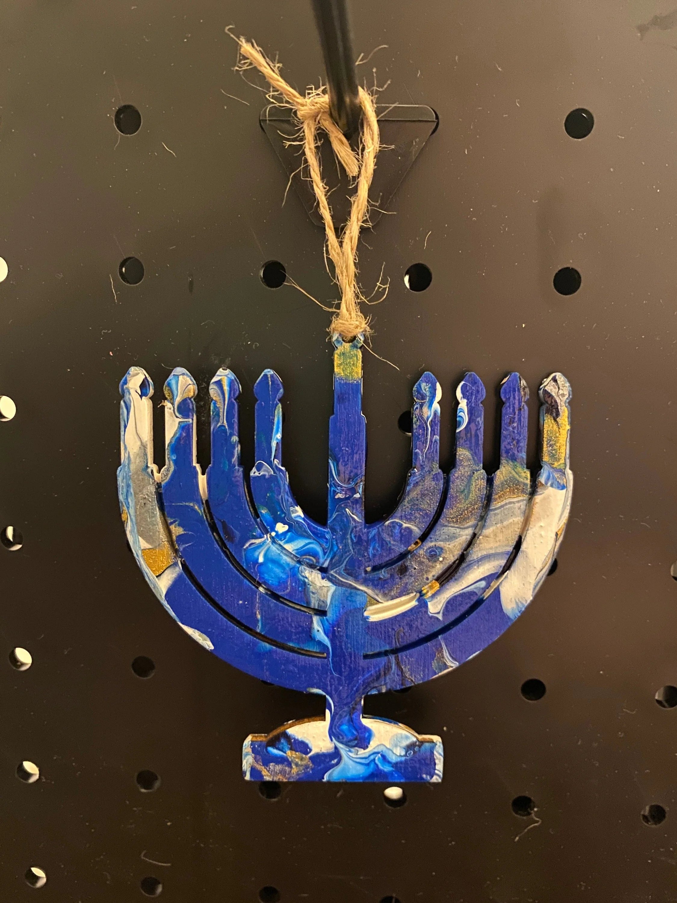 Wooden Menorah decorations for Hannukah