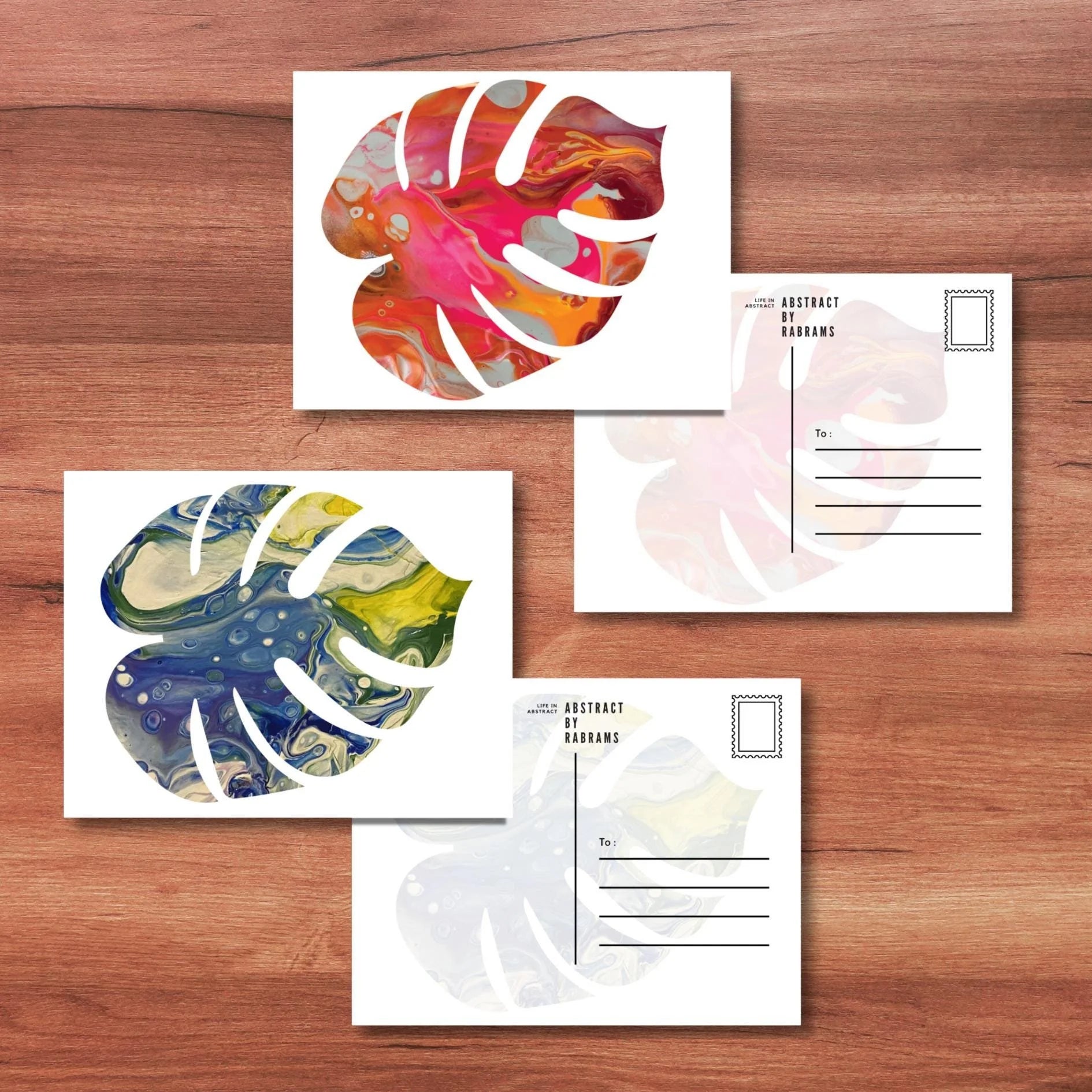 Abstract Postcard Sets - Set of 4, 8, 12 - Floral, Milkyway, Space, Geometric, Monstera