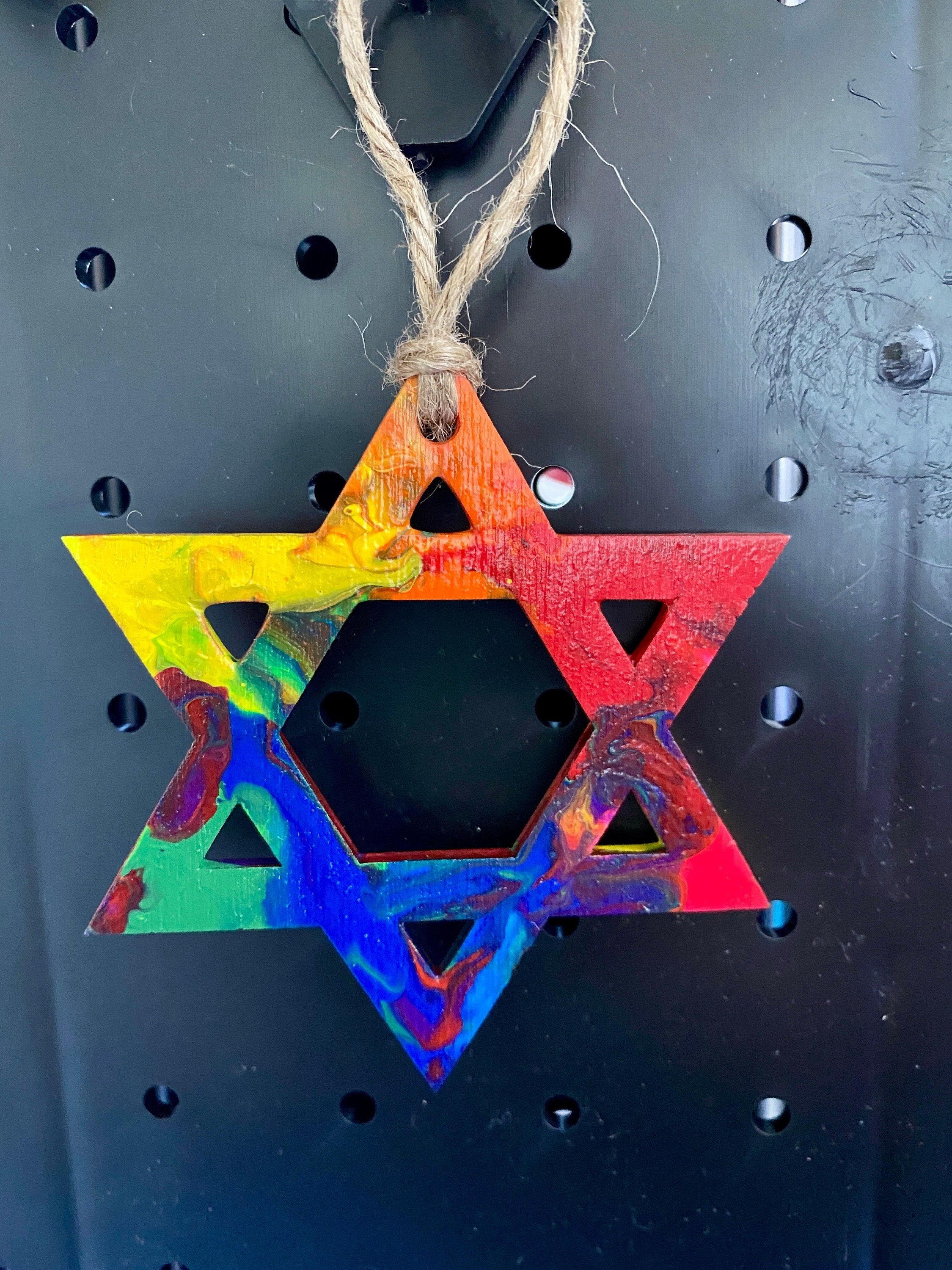 Rainbow Jewish Star decorations - Window Hanging, Wall Hanging, Gift Tags