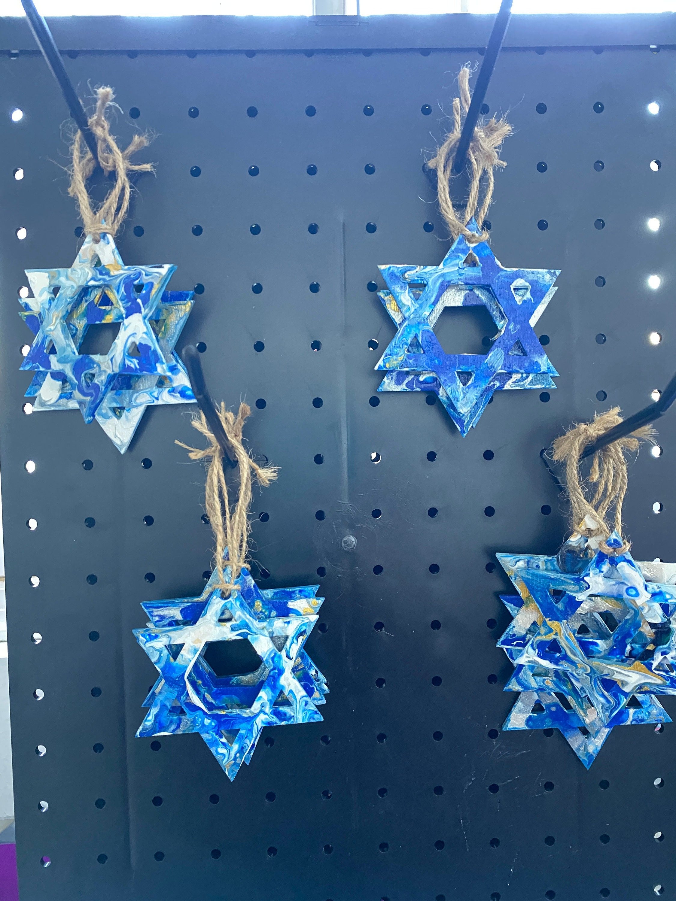 Painted Wooden Jewish Star decorations