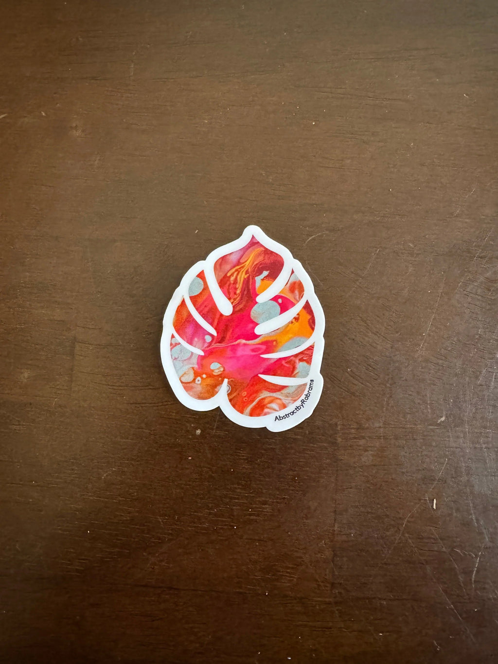 Monstera Sticker - 3″ - Pink and Orange - Vinyl
