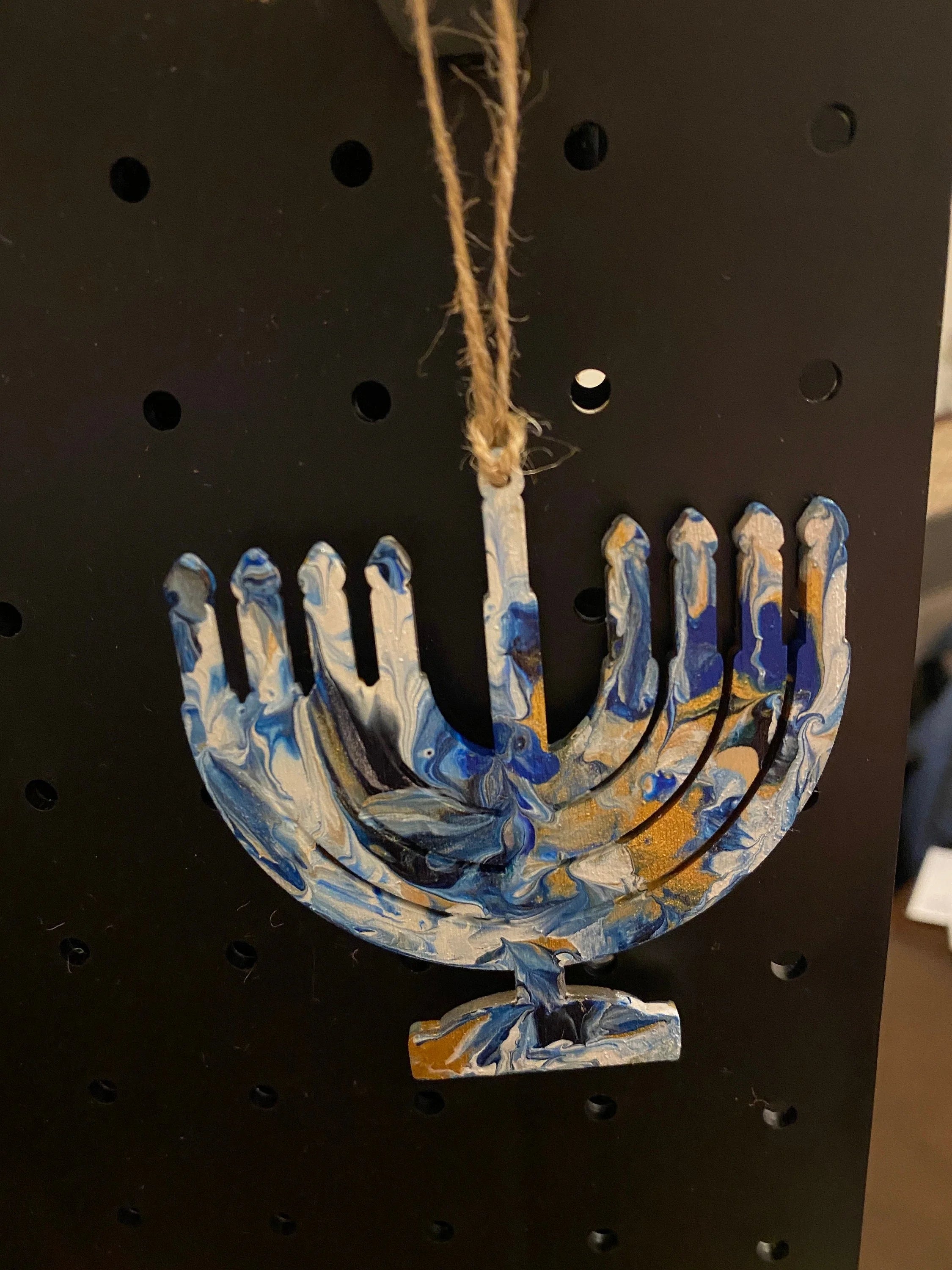 Wooden Menorah decorations for Hannukah