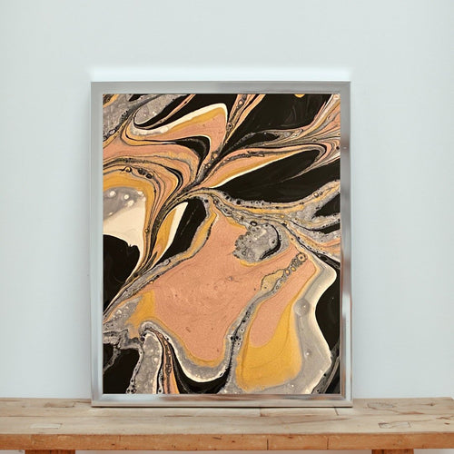 Black, Silver and Gold Art Print - "Metallic Marbles"