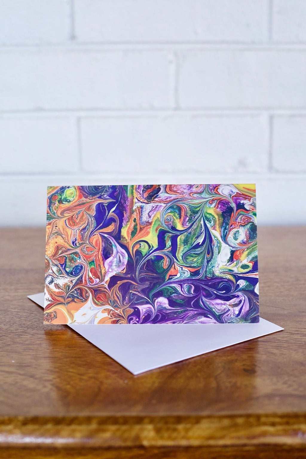 Rainbow Pour Painting Greeting Card - 4"x6" - Blank Inside