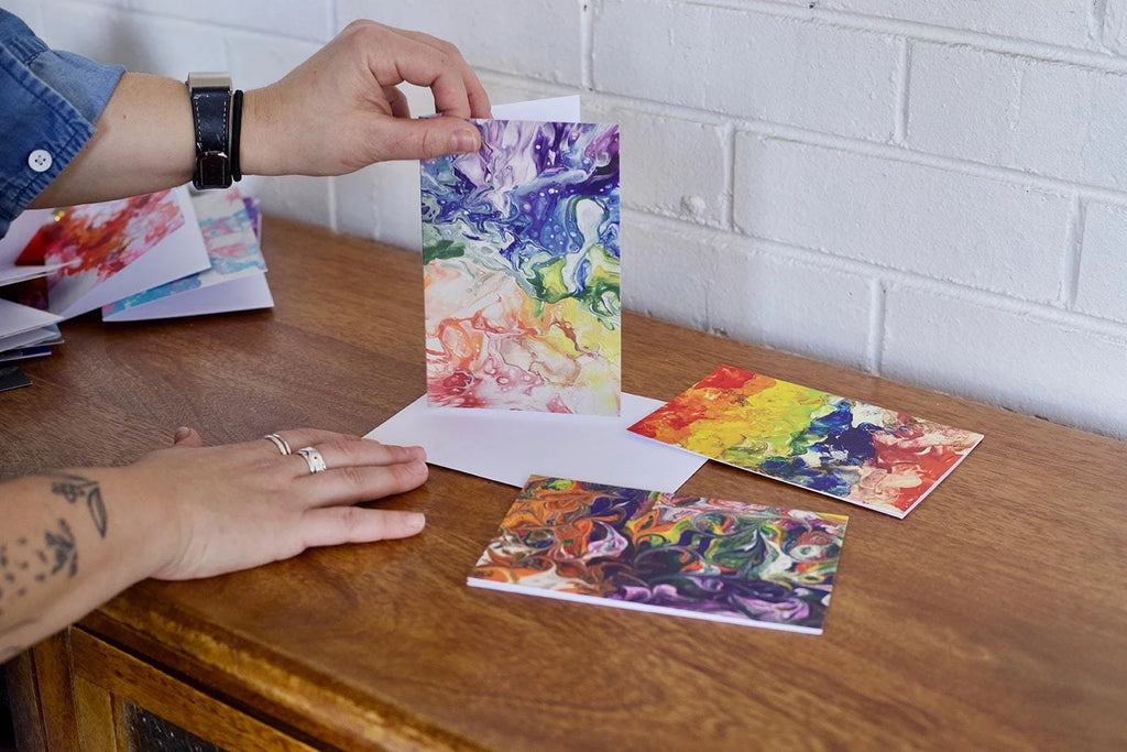 Rainbow Pour Painting Greeting Card - 4"x6"