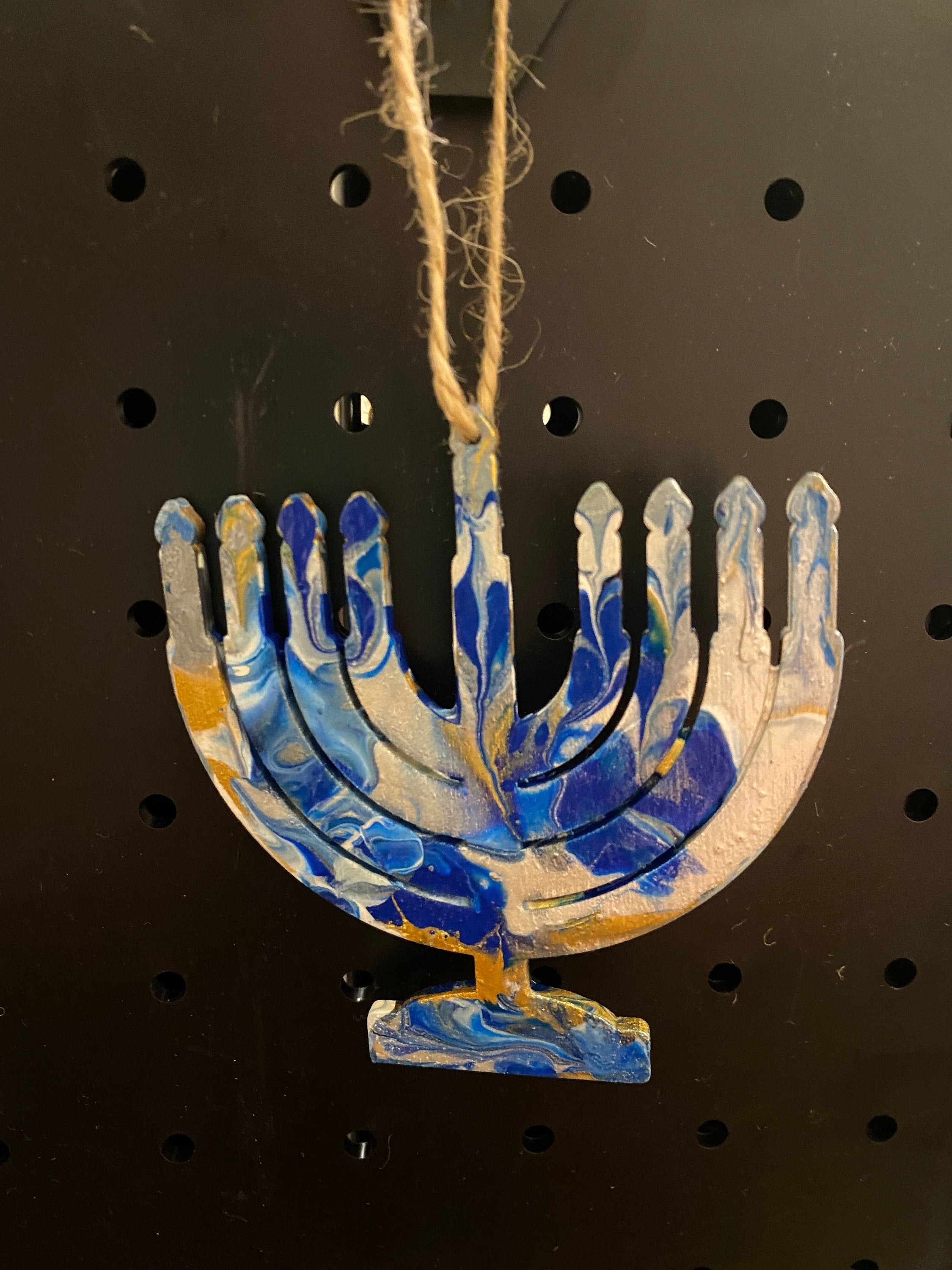 Wooden Menorah decorations for Hannukah