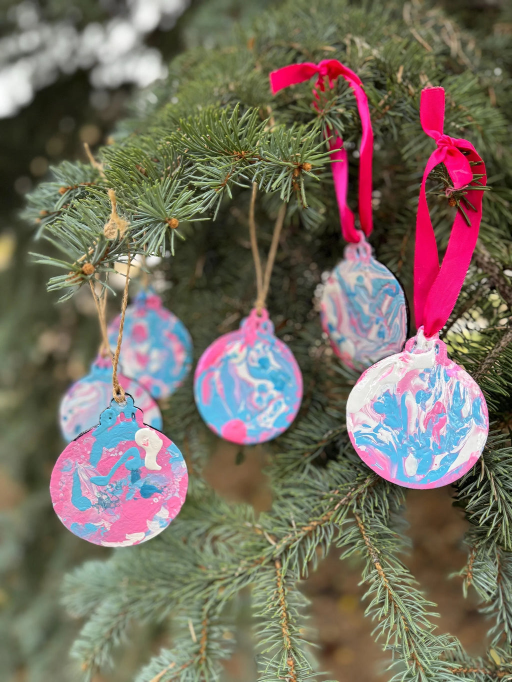 Blue, Pink and White Ornaments