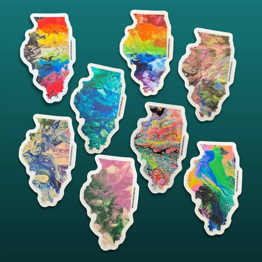 Illinois State Sticker - 3"x1.8" - Vinyl - Weatherproof