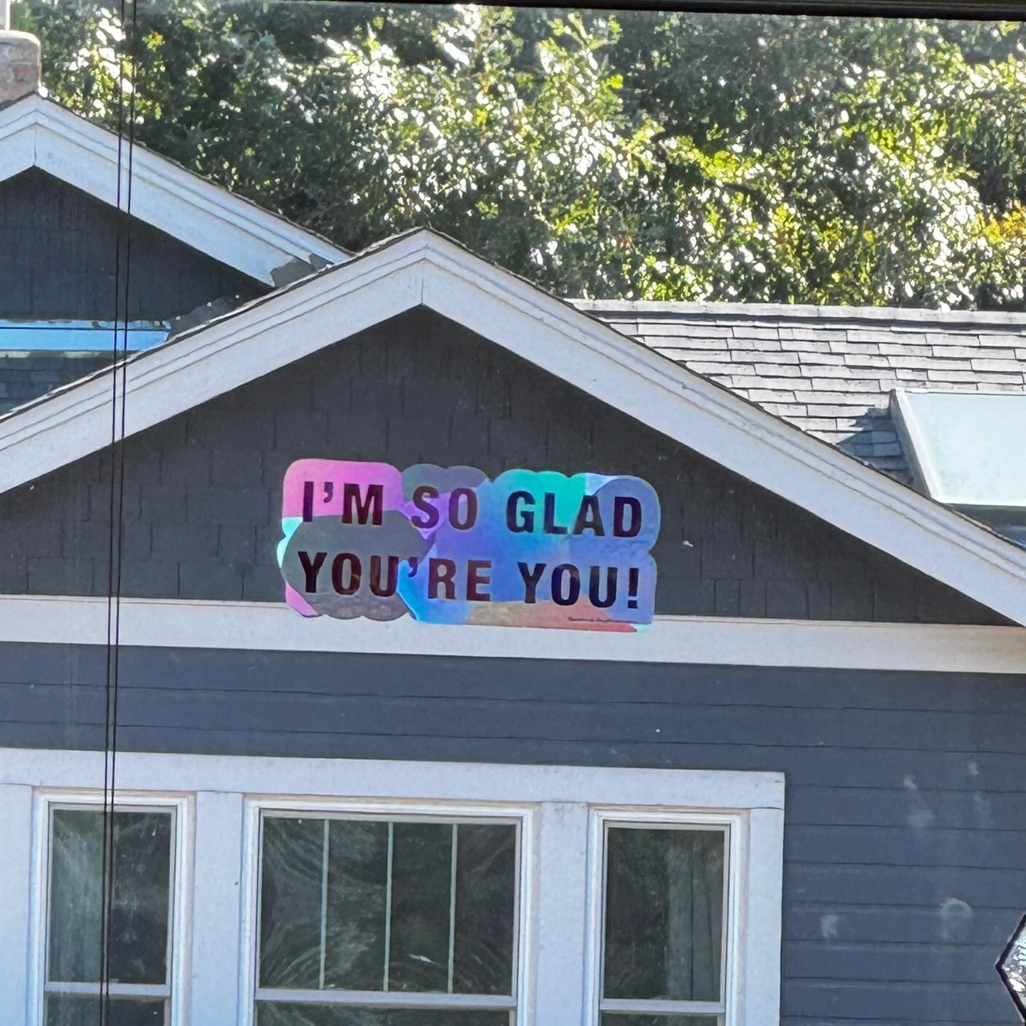 I'm So Glad You're You Sun Catcher Window Decal,  Rainbow, 5"x2" - Suncatcher