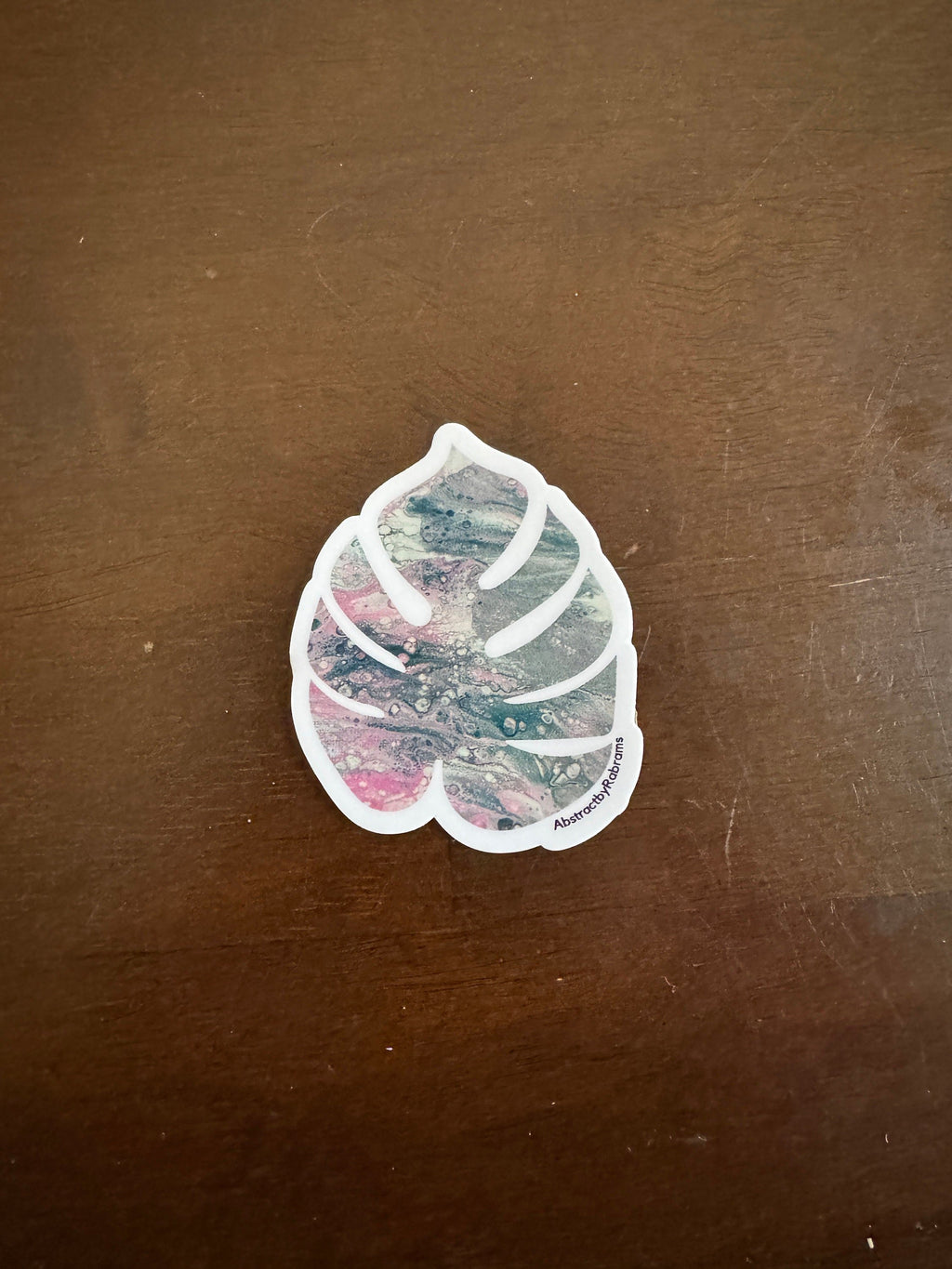 Monstera Sticker - 3″ - Pink and Grey  - Vinyl
