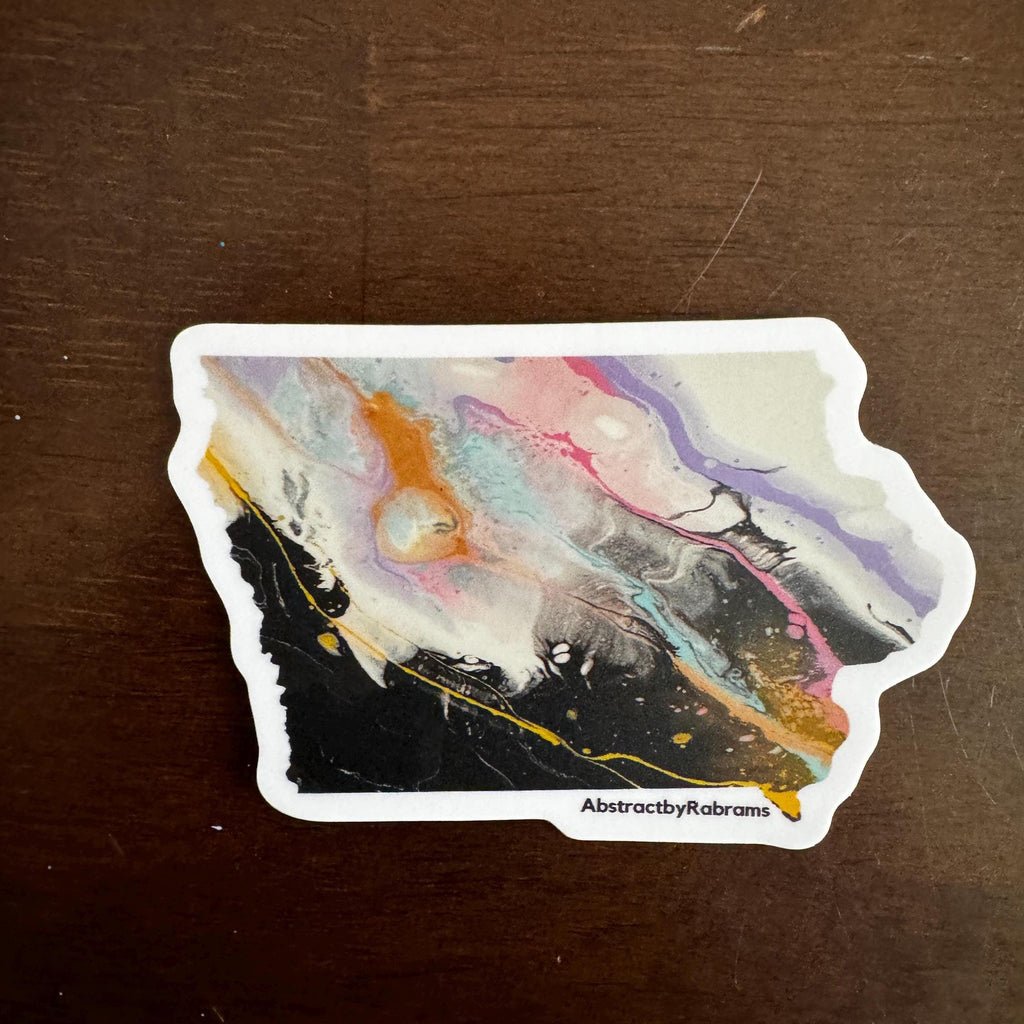 Iowa Vinyl Sticker - 3” x 2.5" - LGBTQ+ - Rainbow - Trans Pride - Iowa State Shape