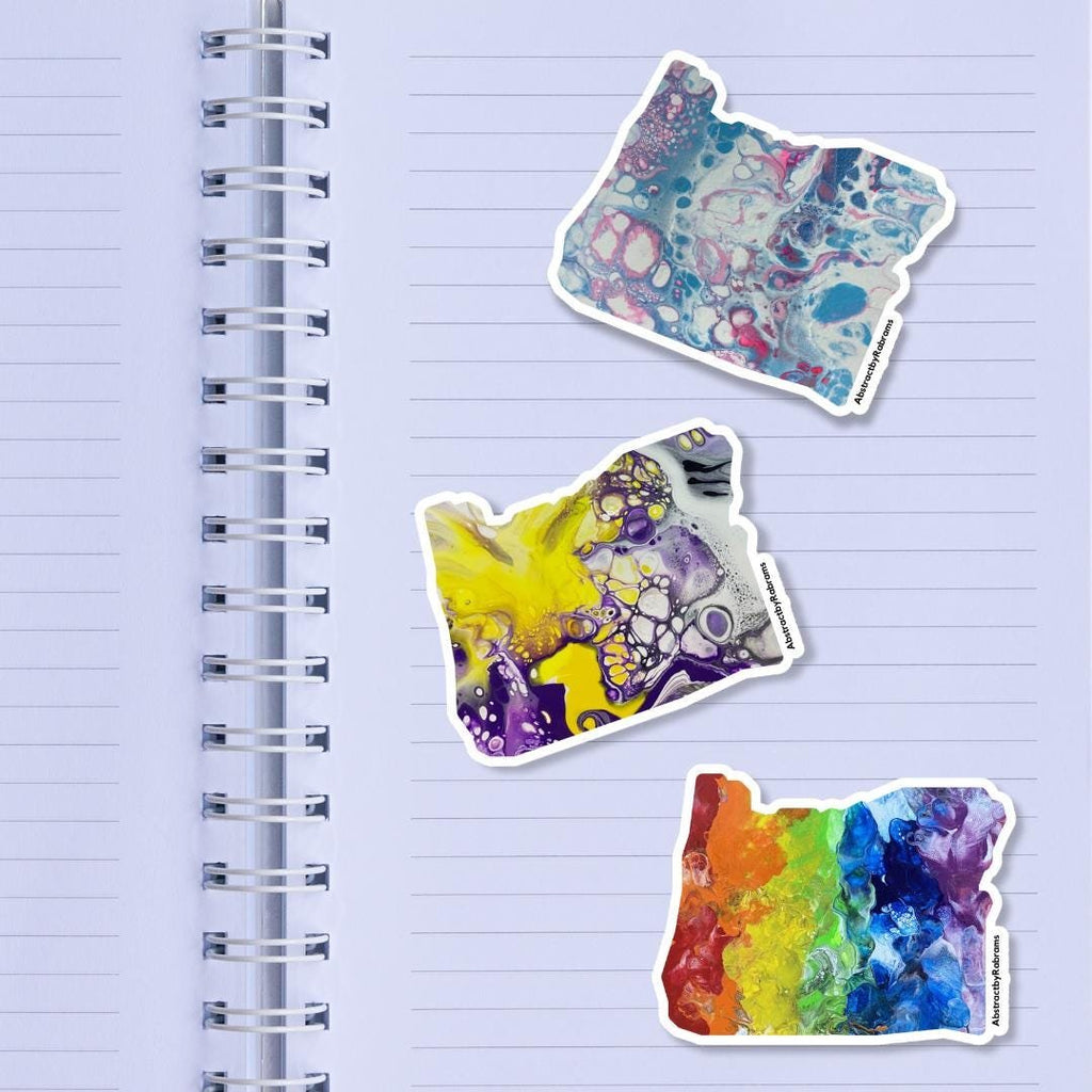 Oregon Sticker - 3” x 2.9" - Vinyl - Weatherproof - Colorful - Oregon State - Rainbow - Non Binary - Trans Pride - LGBTQ+
