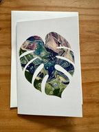 Purple, Green & Blue Monstera Greeting Card - 4"x6" - 100% PCW