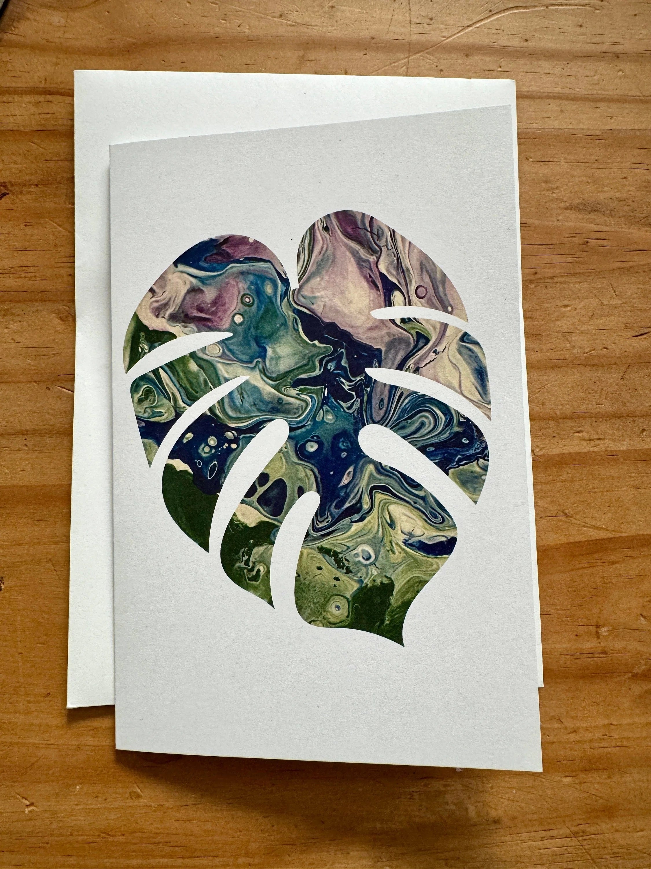 Purple, Green & Blue Monstera Greeting Card - 4"x6" - 100% PCW