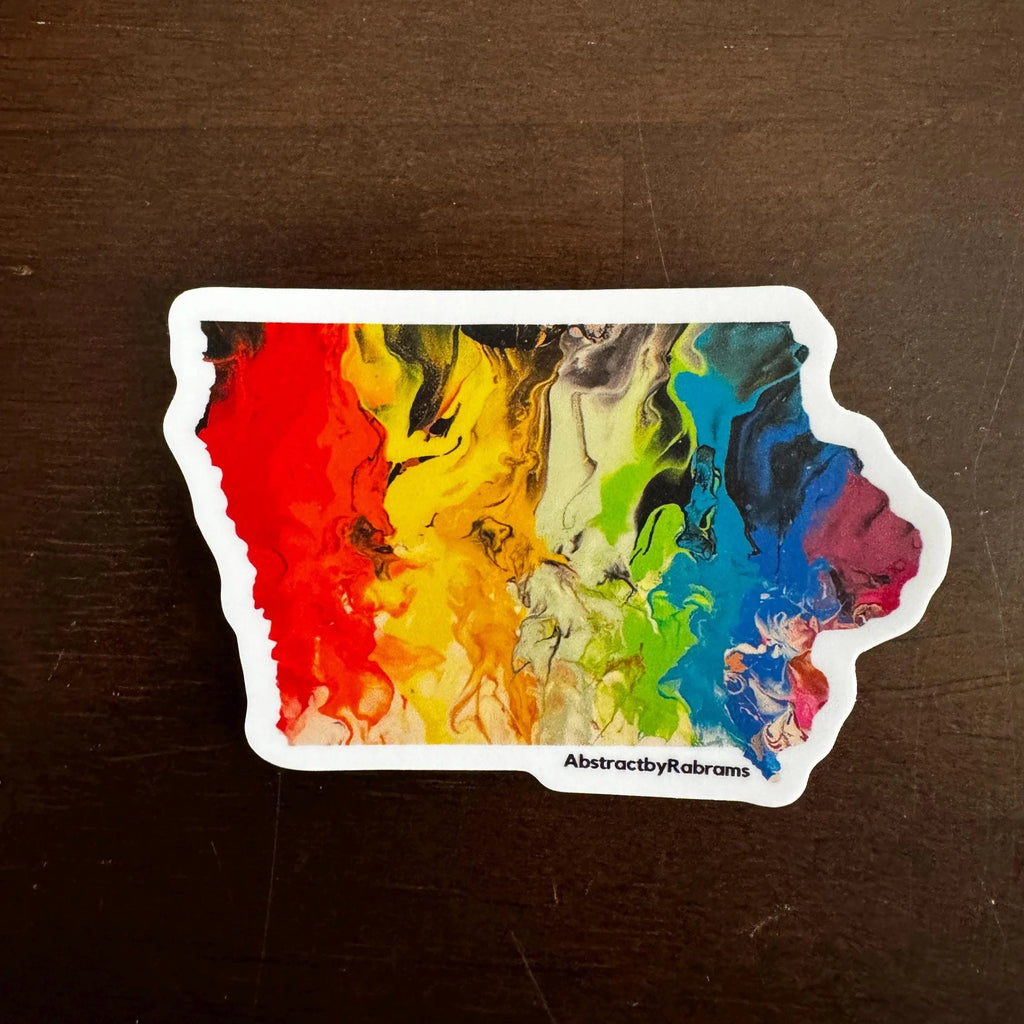 Iowa Vinyl Sticker - 3” x 2.5" - LGBTQ+ - Rainbow - Trans Pride - Iowa State Shape