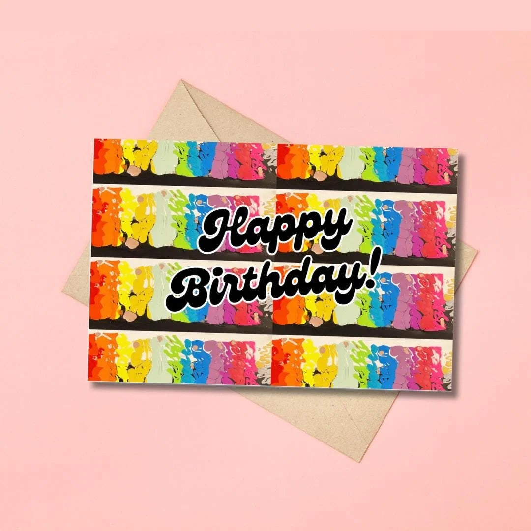 Rainbow Happy Birthday - 4"x6" - Birthday Card -  Blank Inside - 100% PCW Paper