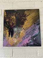 Golden Flame - 12"x12" Abstract Pour Painting