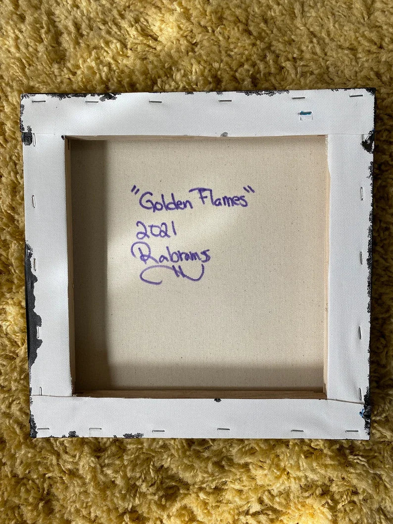 Golden Flame - 12"x12" Abstract Pour Painting