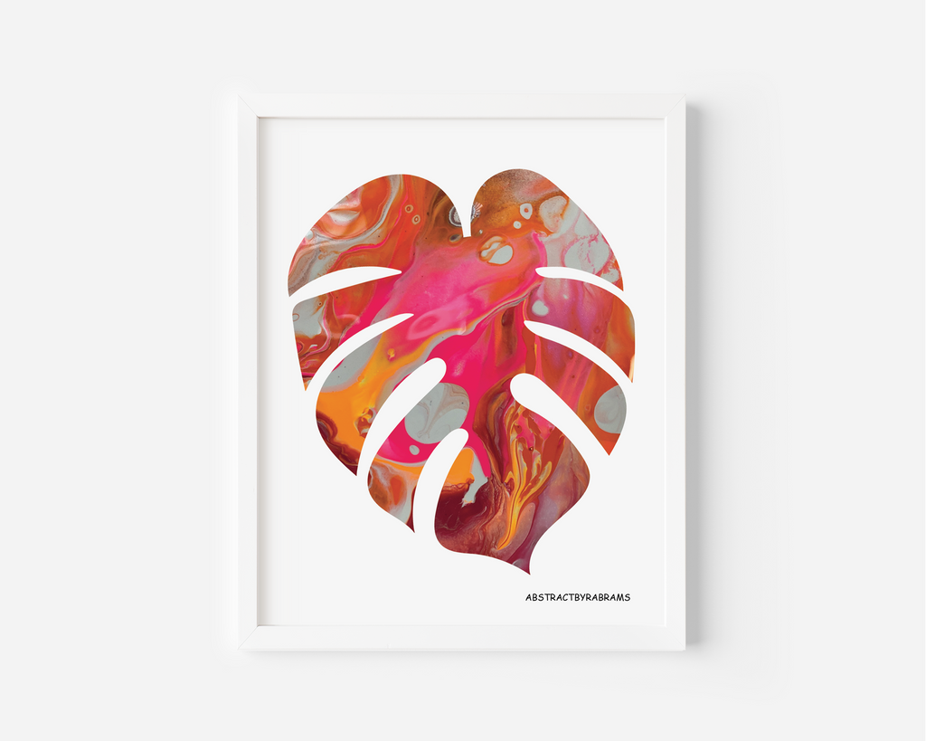 Pink and Orange Monstera Art Print